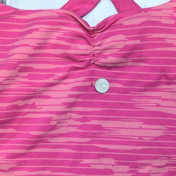 The North Face Tankini Top Womens XL Pink Yellow Striped Racerback - Picture 5 of 5